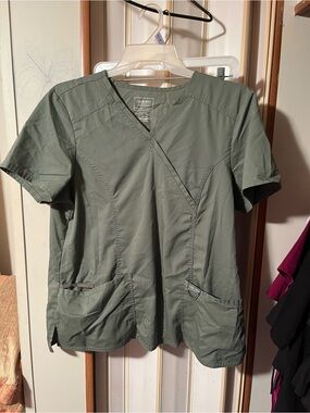 Cherokee Olive Green Wrap V-Neck Scrub Top